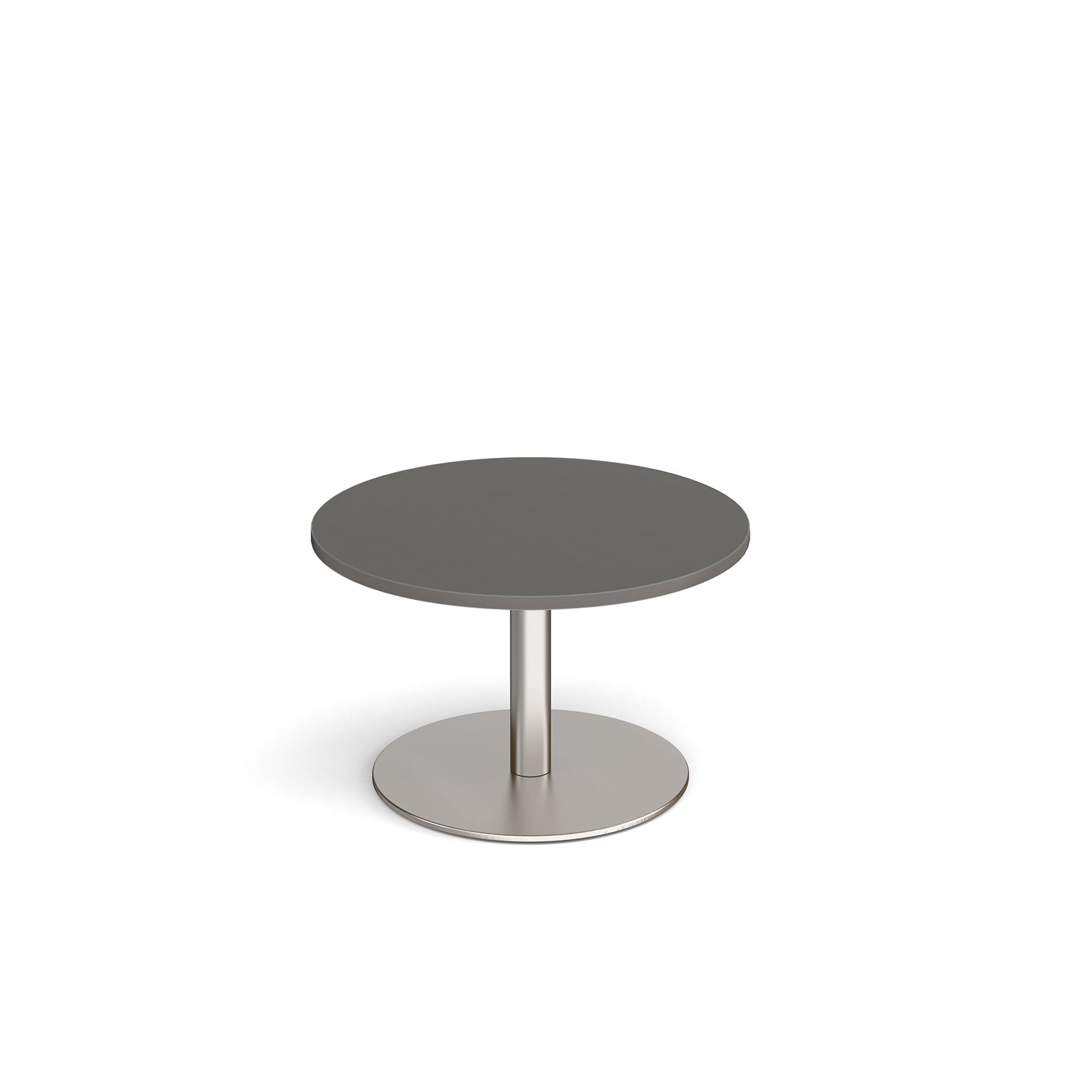 Coffee table with grey top and metal frame on a white background