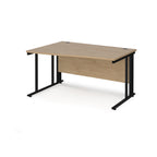 Wave desk with wood-effect top and black metal frame on a white background
