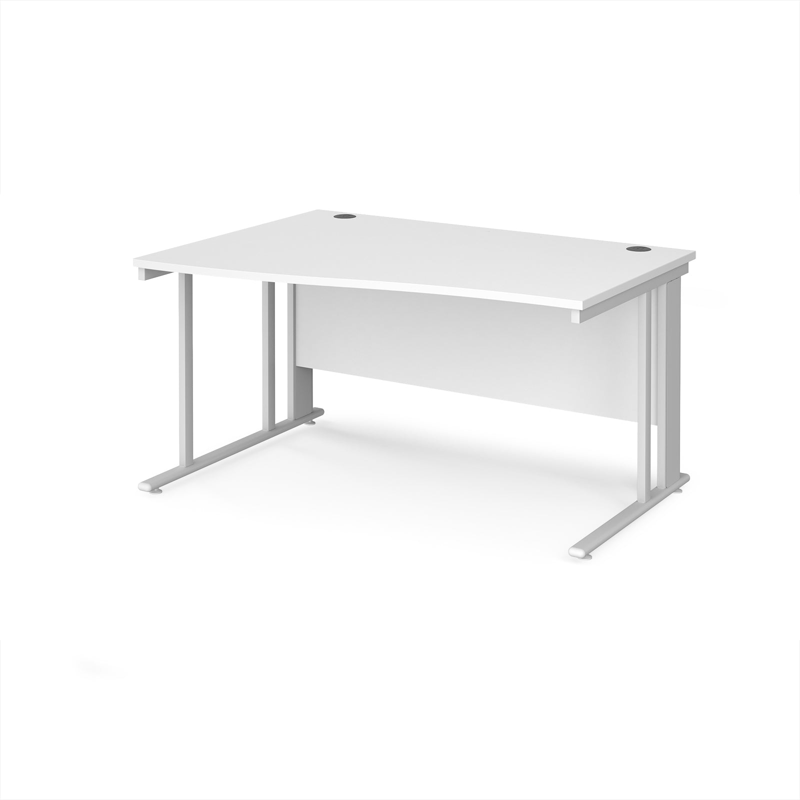 White wave desk with metal frame on a white background