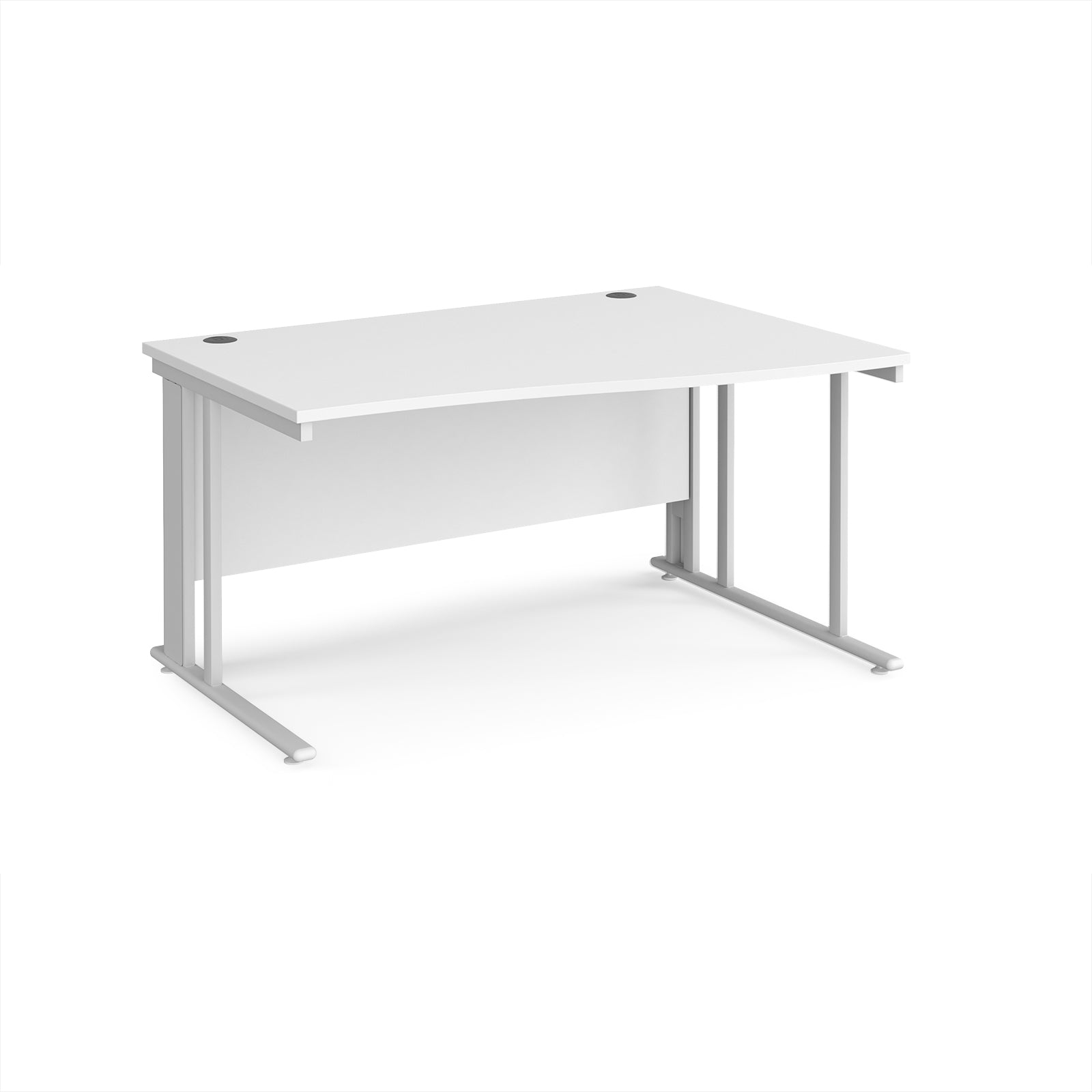 White wave desk with metal frame on a white background