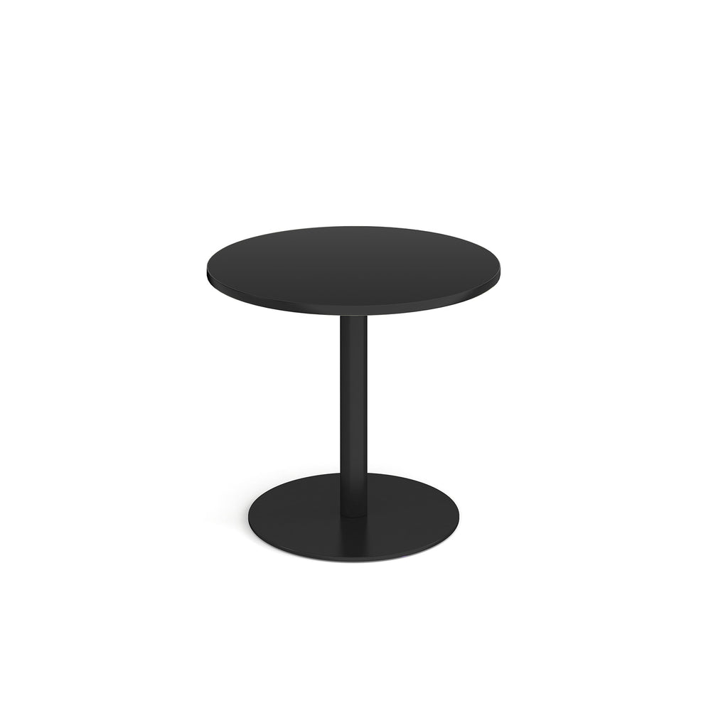 Black round table on a white background