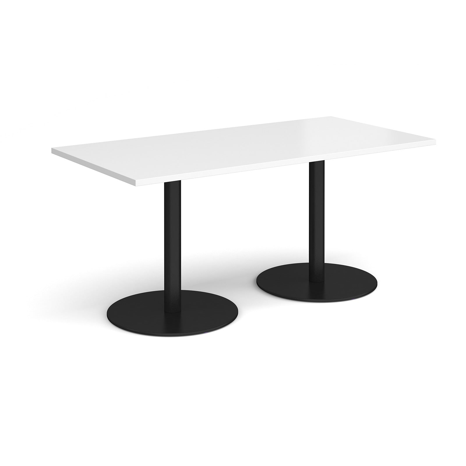 White table with black legs on a white background