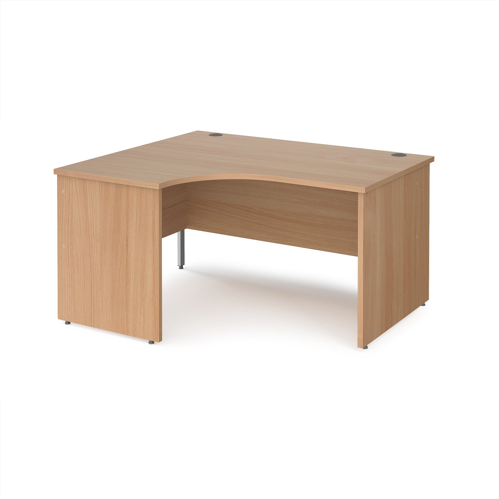 Wooden corner desk on a white background