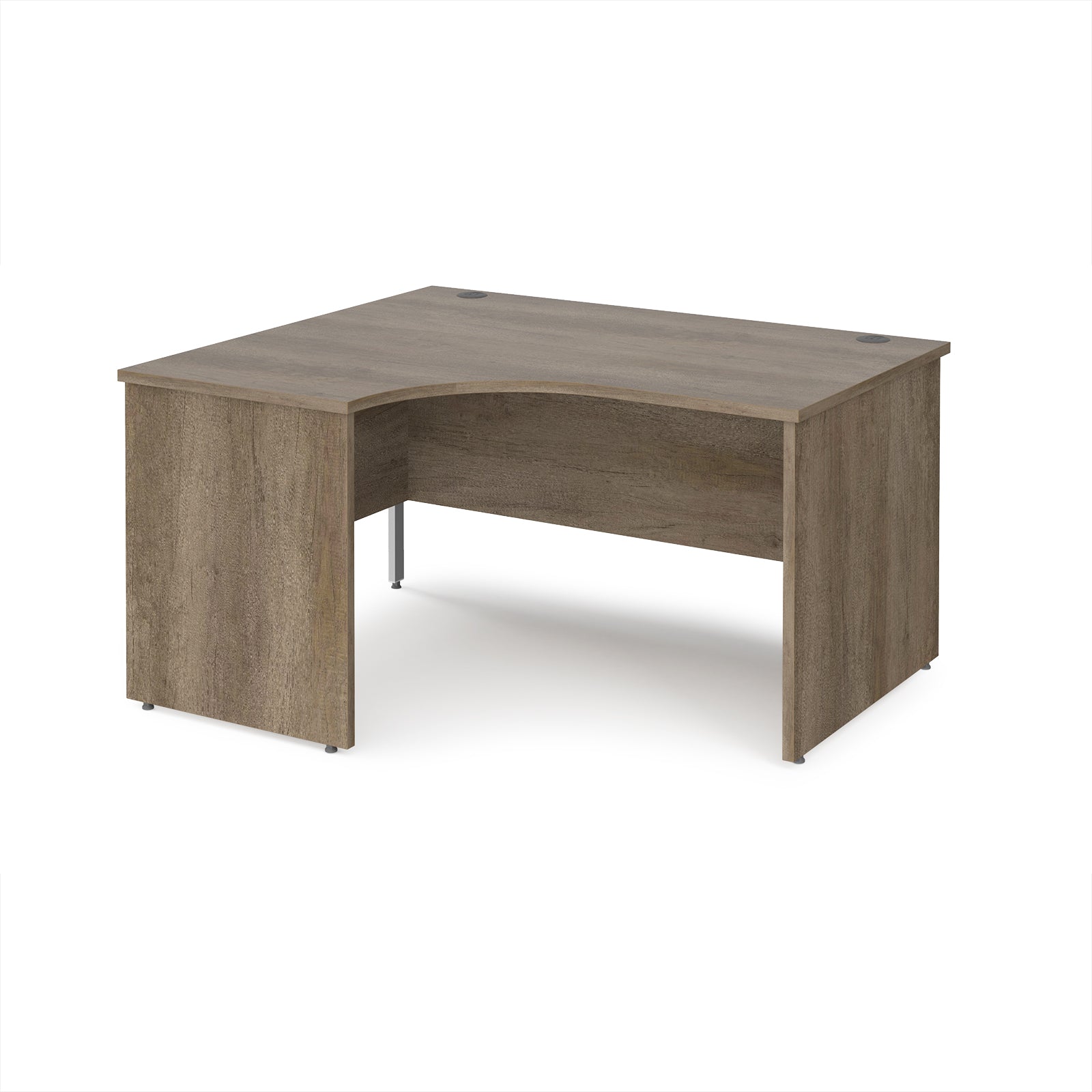 Wooden corner desk on a white background