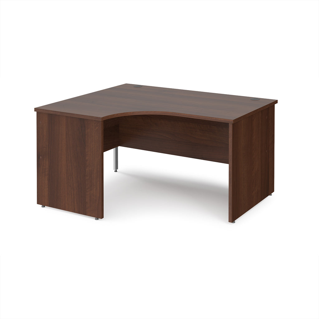 Wooden corner desk on a white background