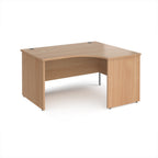 Wooden corner desk on a white background
