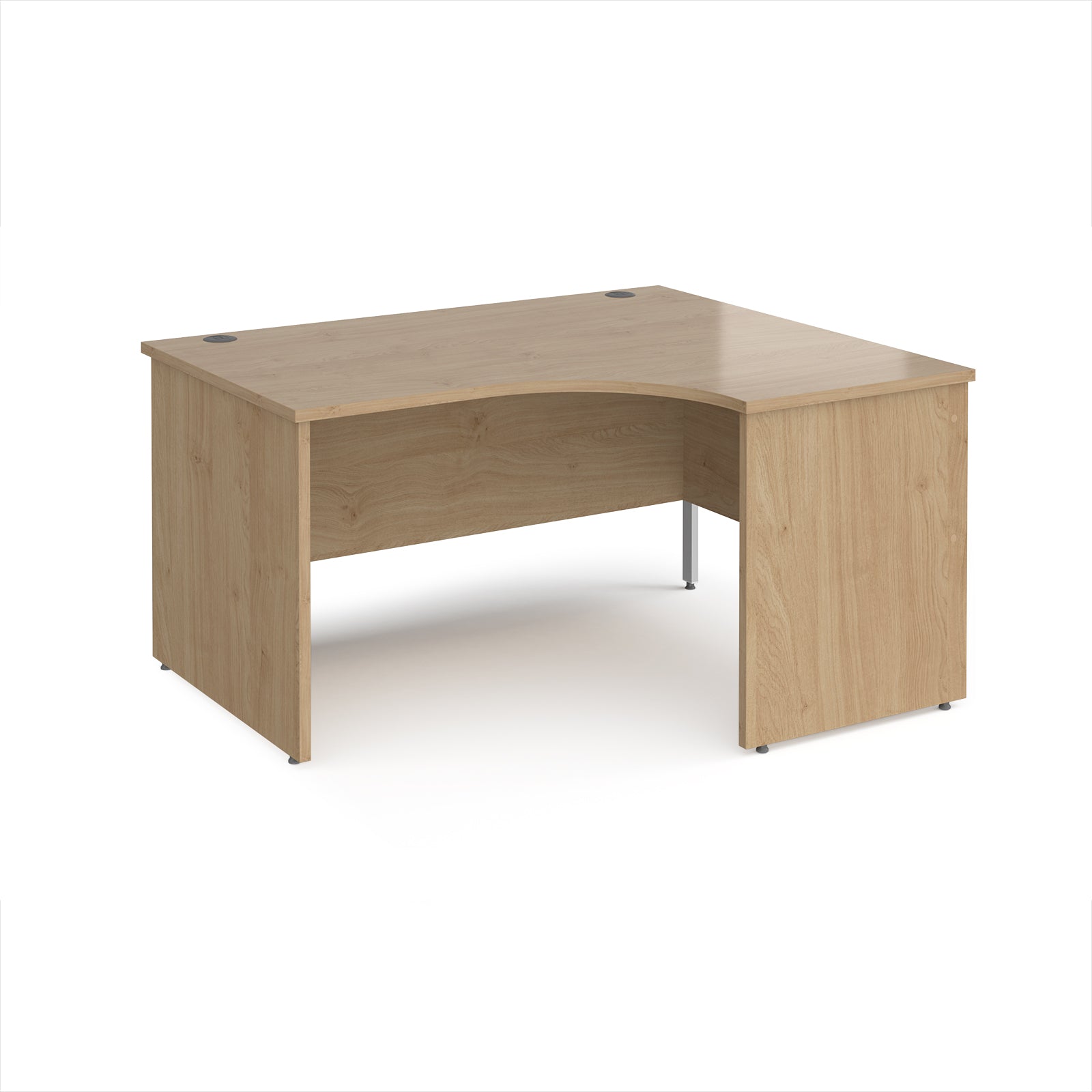 Wooden corner desk on a white background