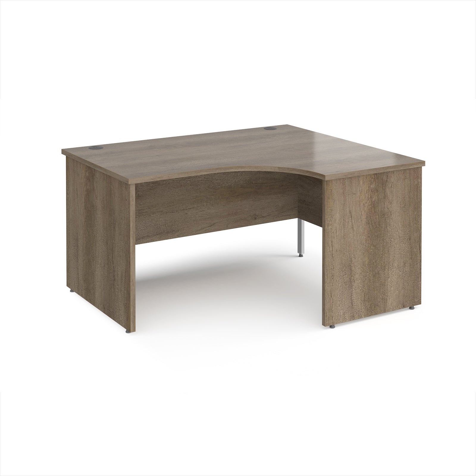 Wooden corner desk on a white background