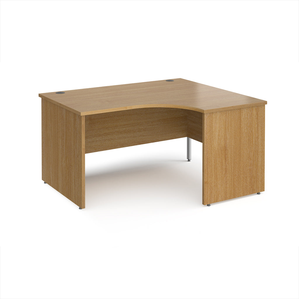 Wooden corner desk on a white background