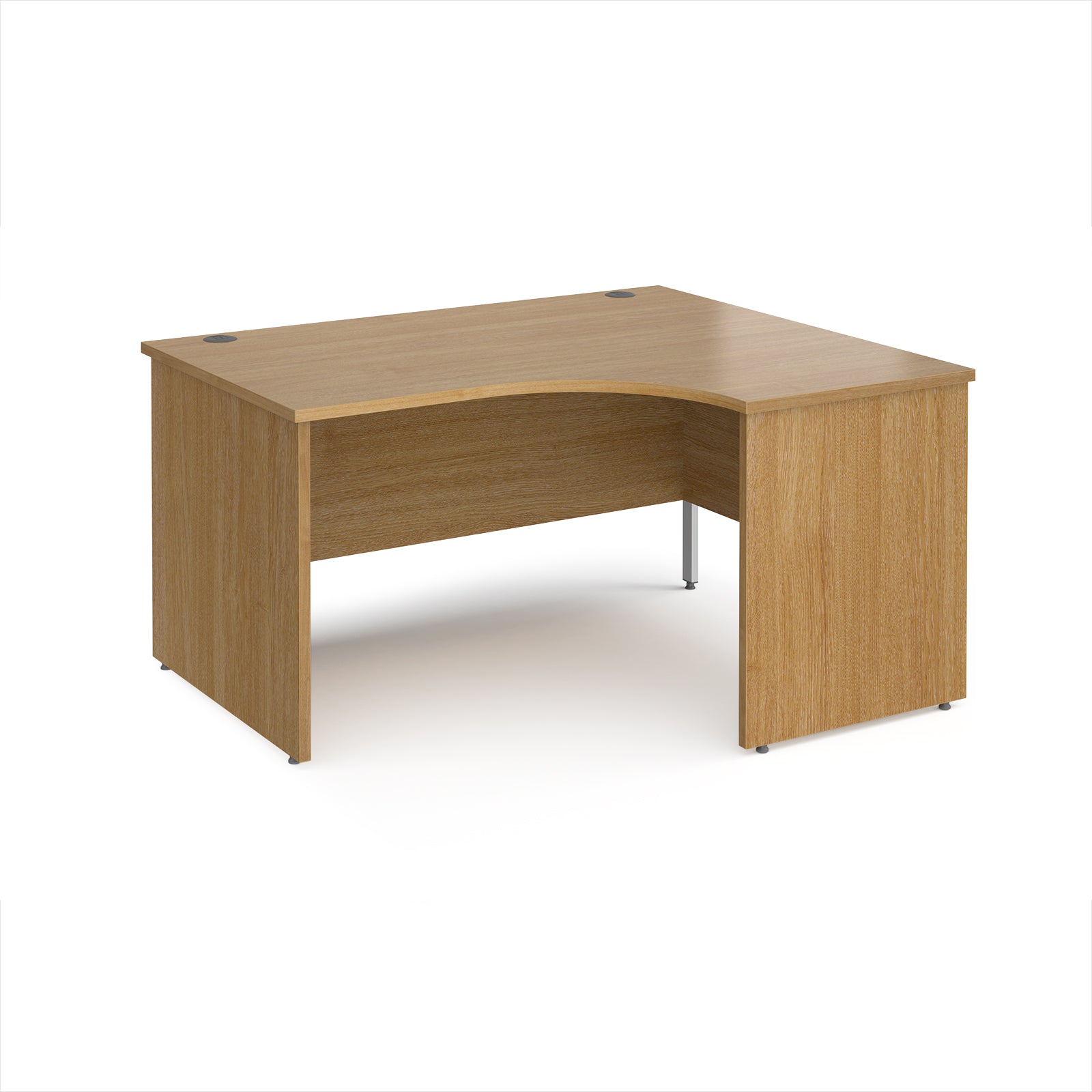 Wooden corner desk on a white background