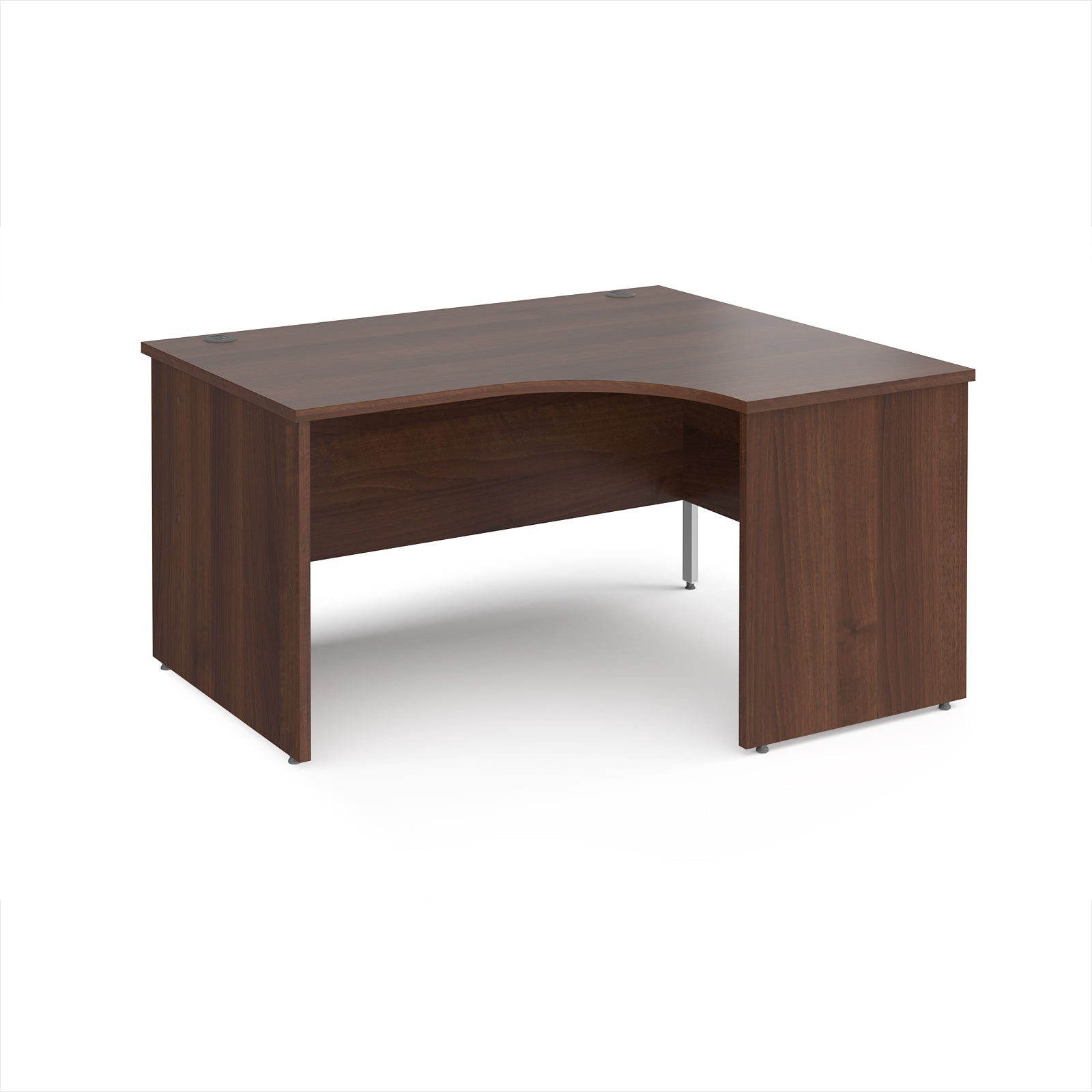 Wooden corner desk on a white background