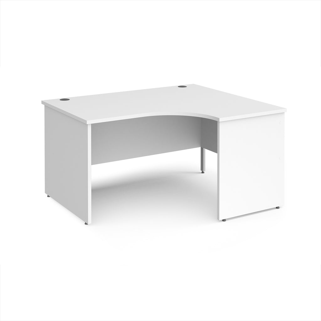 Wooden corner desk on a white background