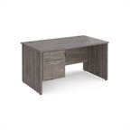Wooden office desk with two drawers on a white background