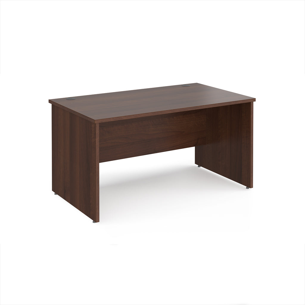 Dark wood desk on a white background