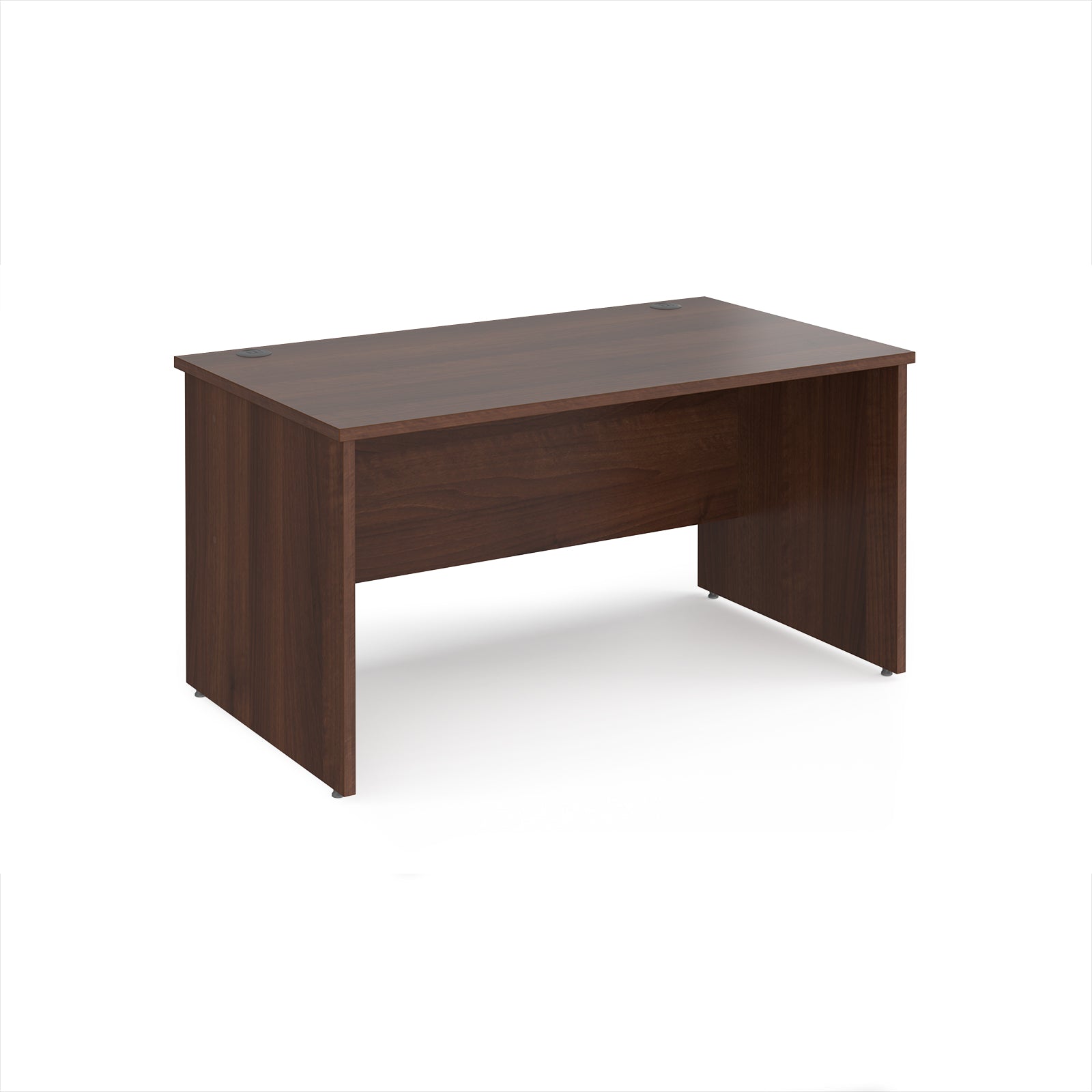 Dark wood desk on a white background