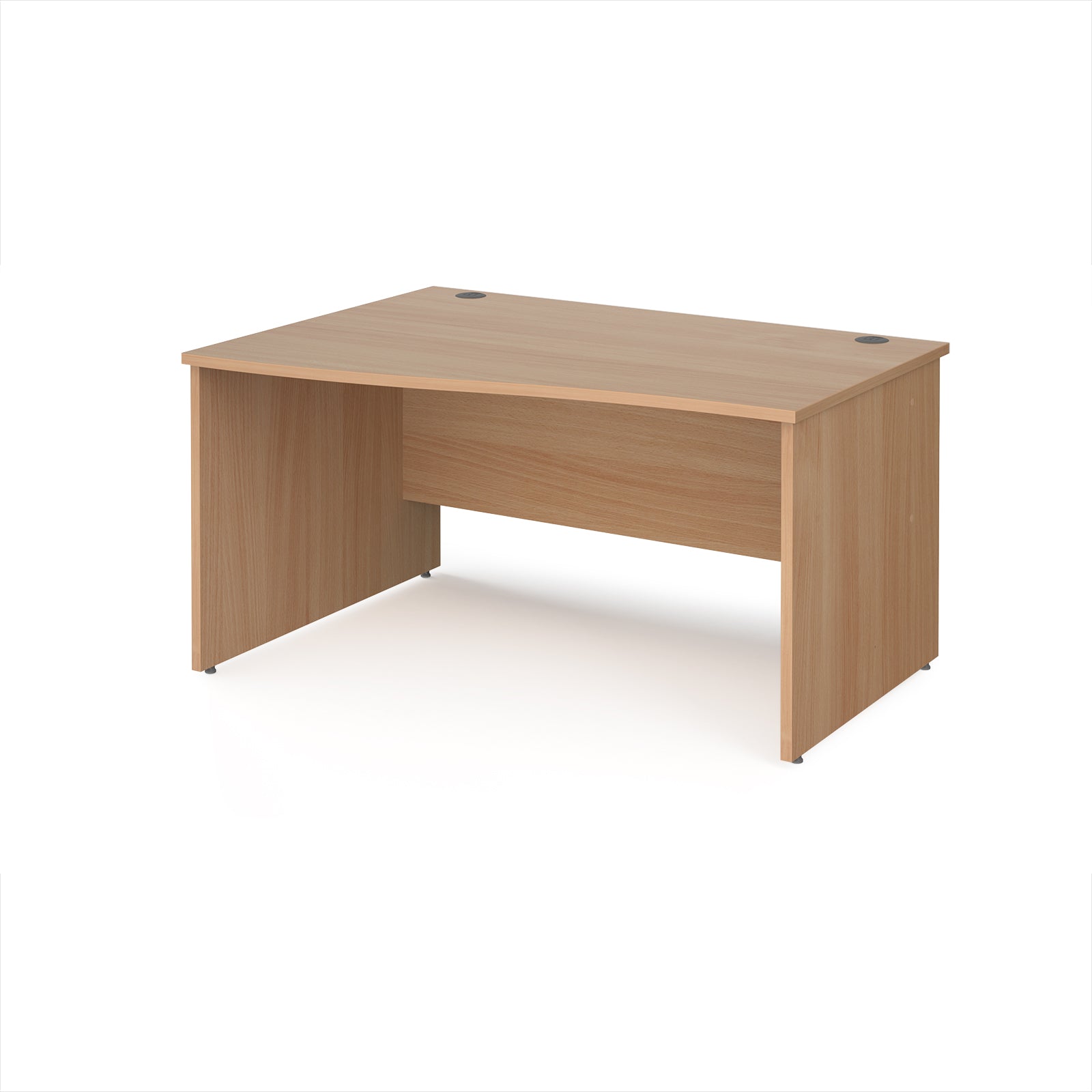 Wood-effect wave office desk on a white background
