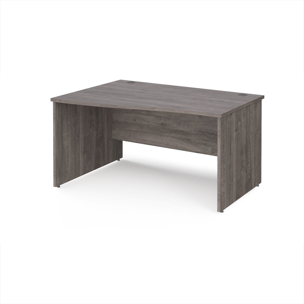 Grey wood-effect wave office desk on a white background
