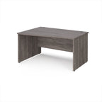 Grey wood-effect wave office desk on a white background