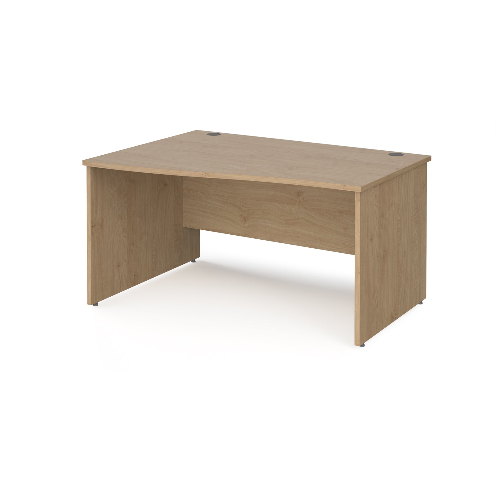 Wood-effect wave office desk on a white background
