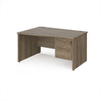 Wood-effect wave office desk with drawers on a white background