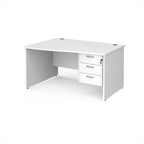 White wave office desk with drawers on a white background