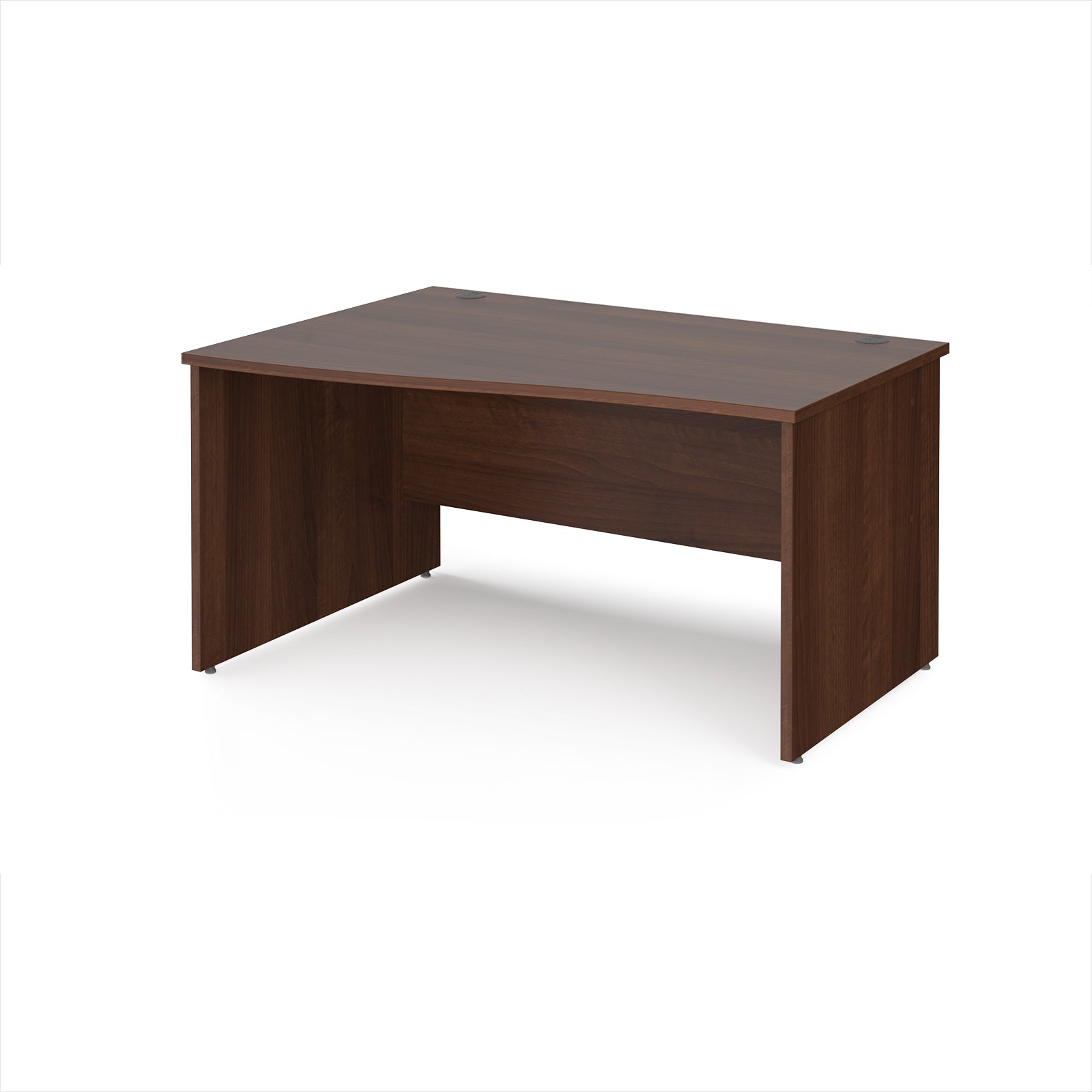 Wood-effect wave office desk on a white background