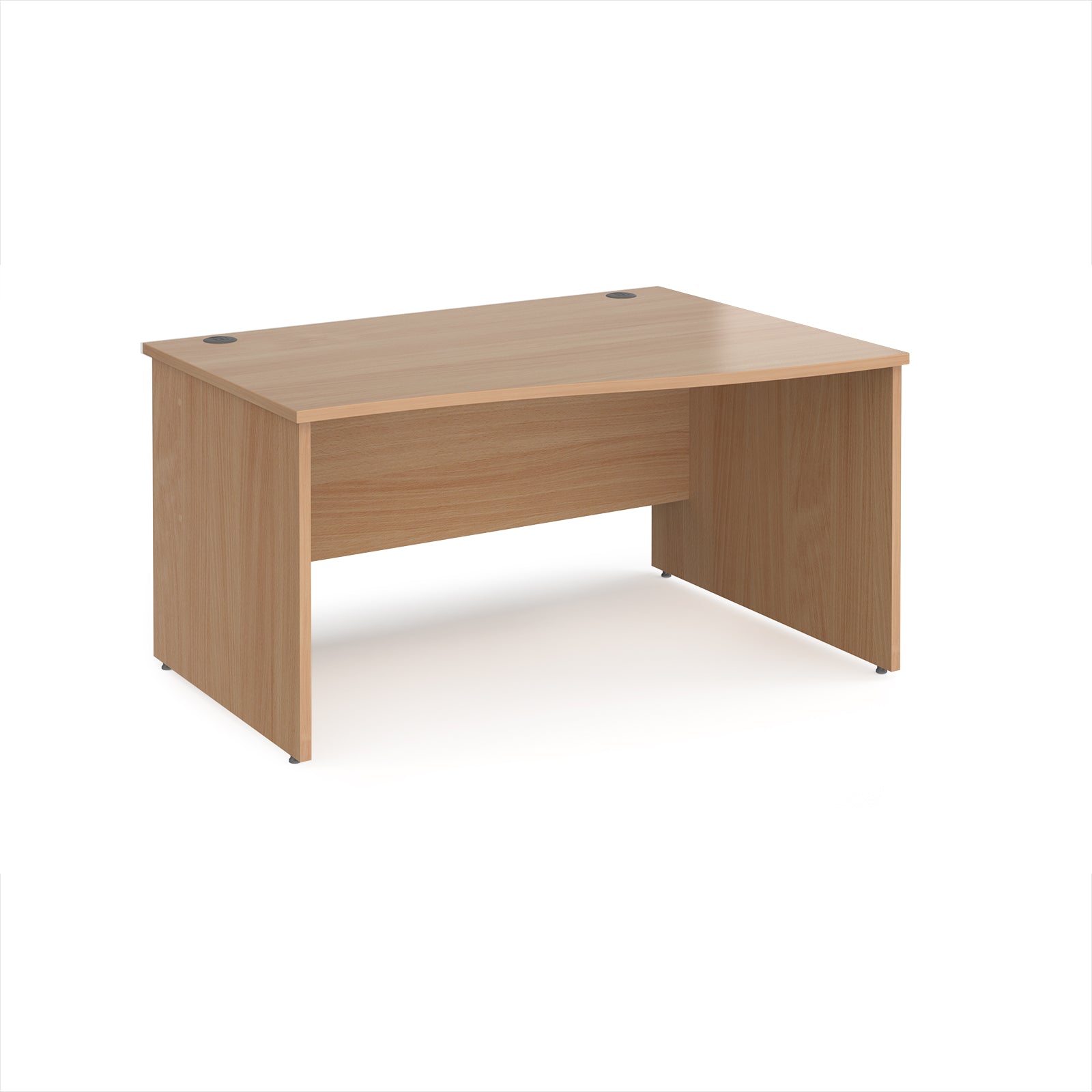 Wood-effect wave office desk on a white background