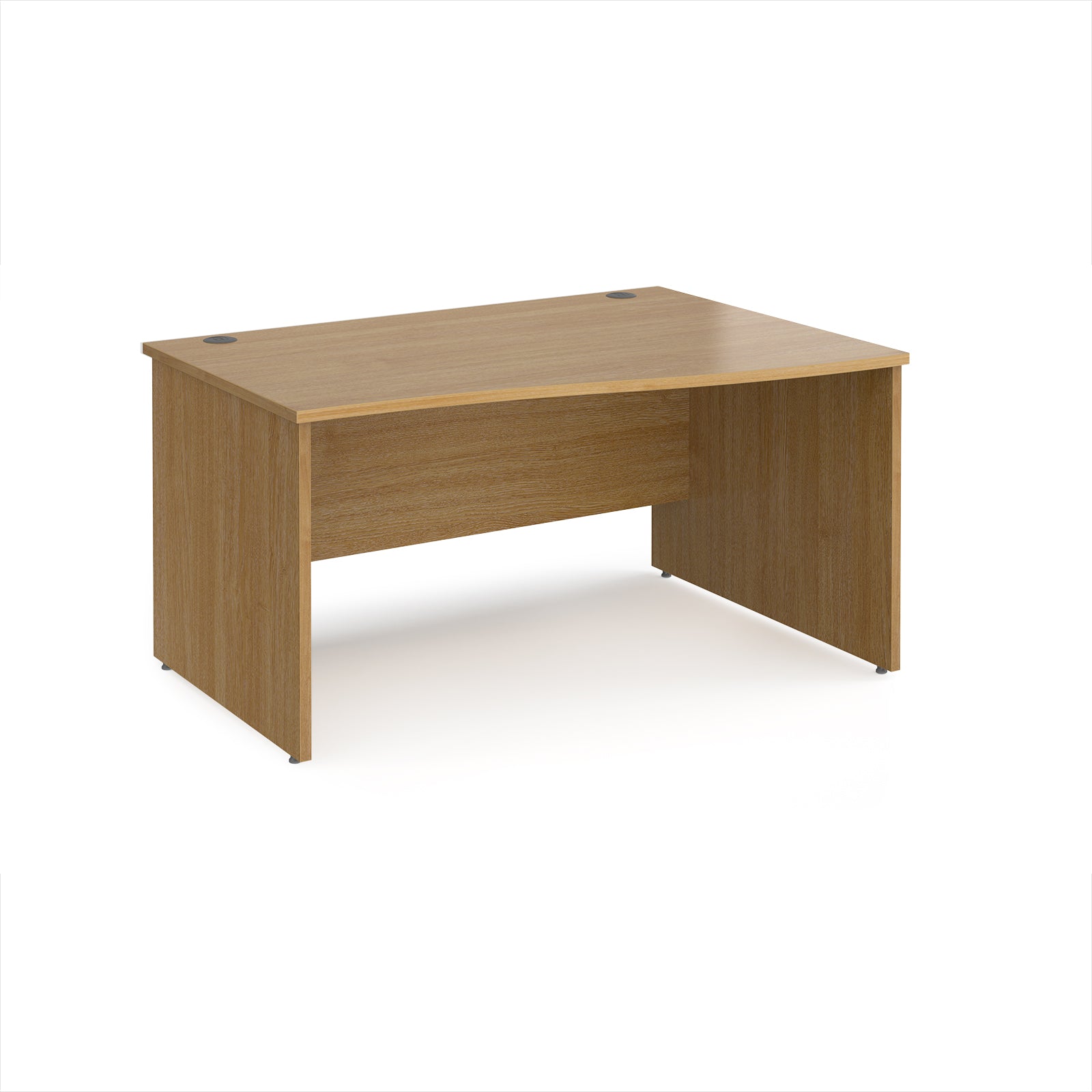 Wood-effect wave office desk on a white background