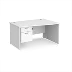 White wave office desk with two drawers on a white background