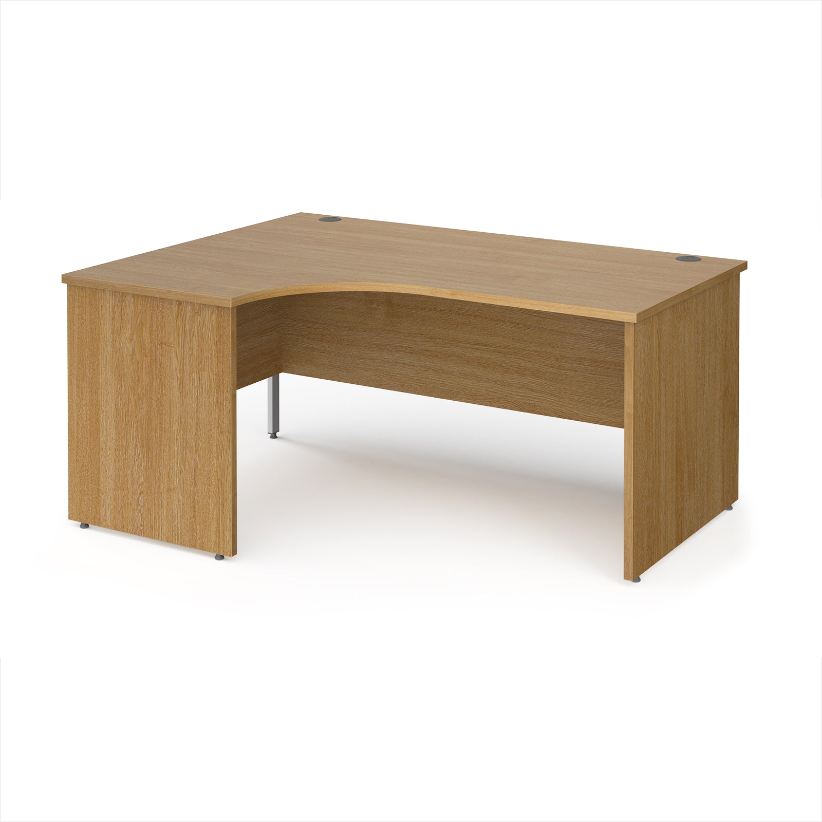 Wooden corner desk on a white background