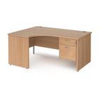 Wood-effect corner desk with drawers on a white background