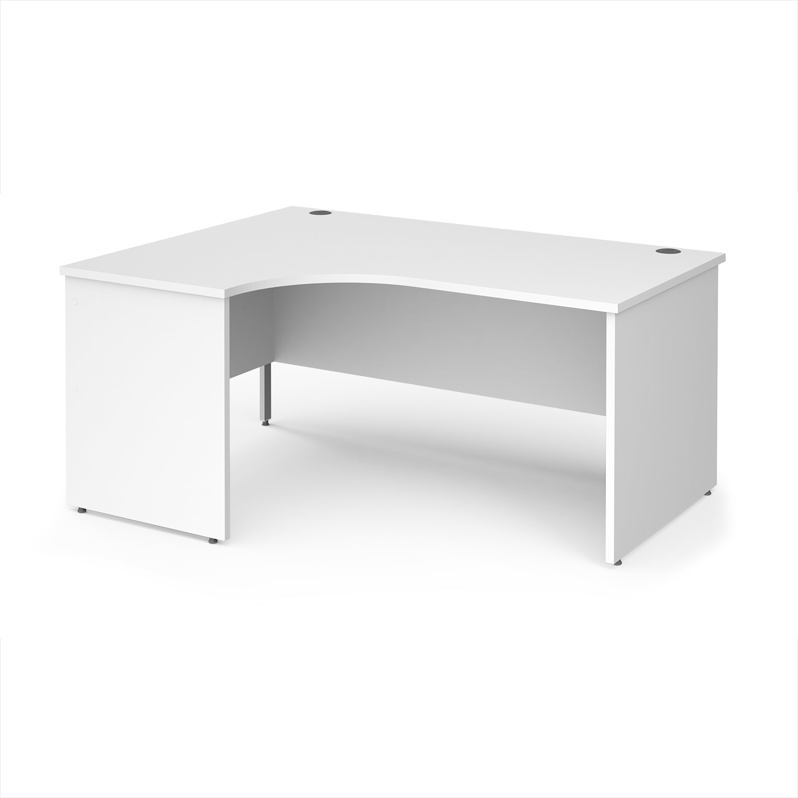 Wooden corner desk on a white background