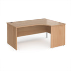 Wooden corner desk on a white background
