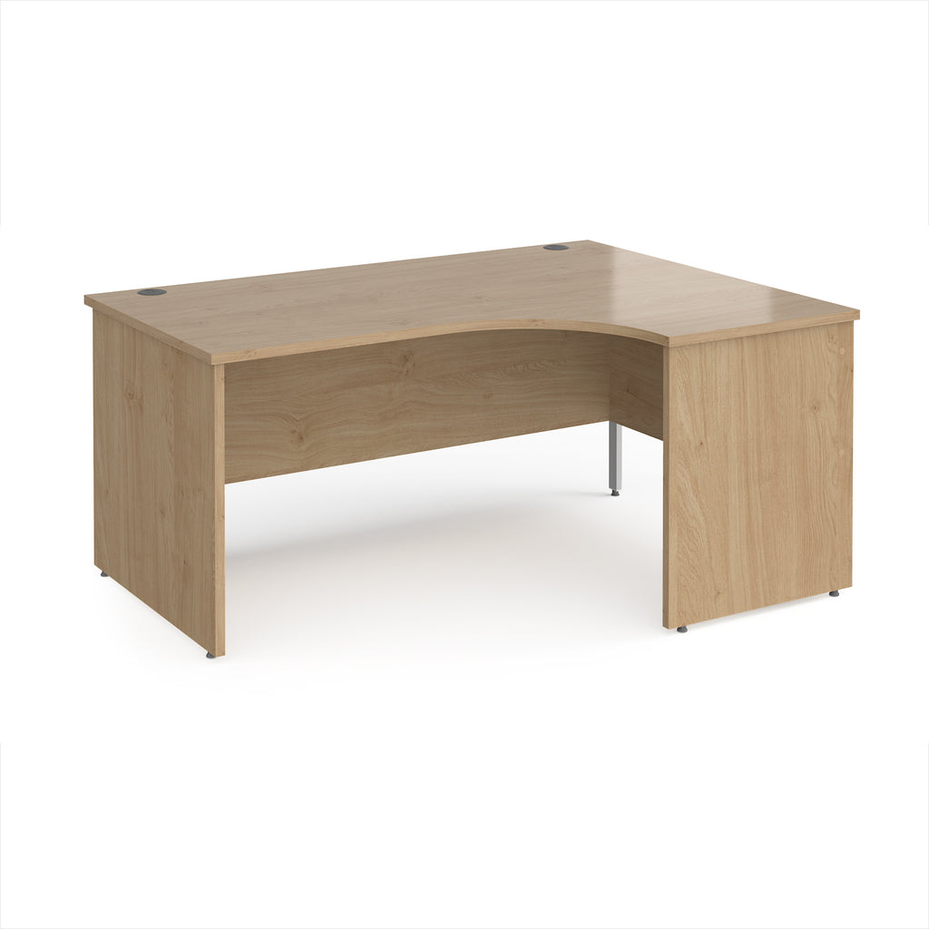 Wooden corner desk on a white background