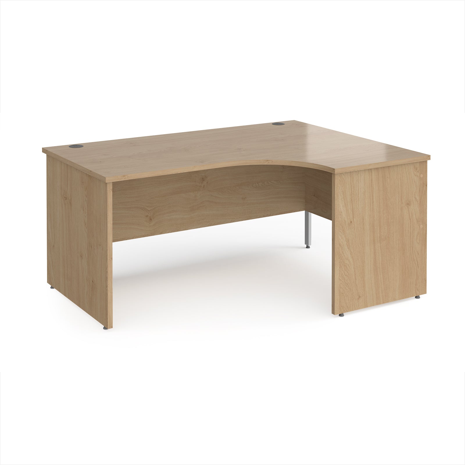 Wooden corner desk on a white background