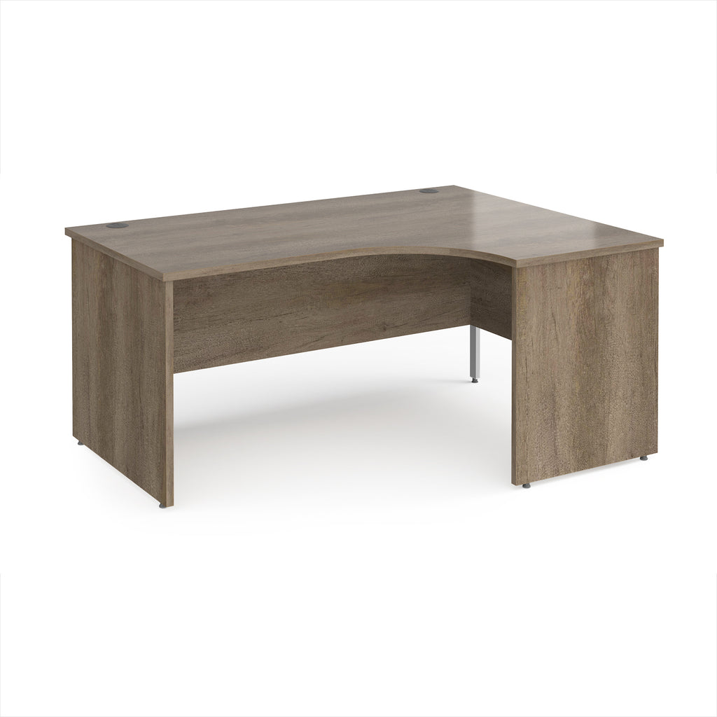 Wooden corner desk on a white background