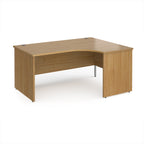 Wooden corner desk on a white background