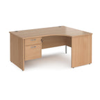 Wood-effect corner desk with drawers on a white background