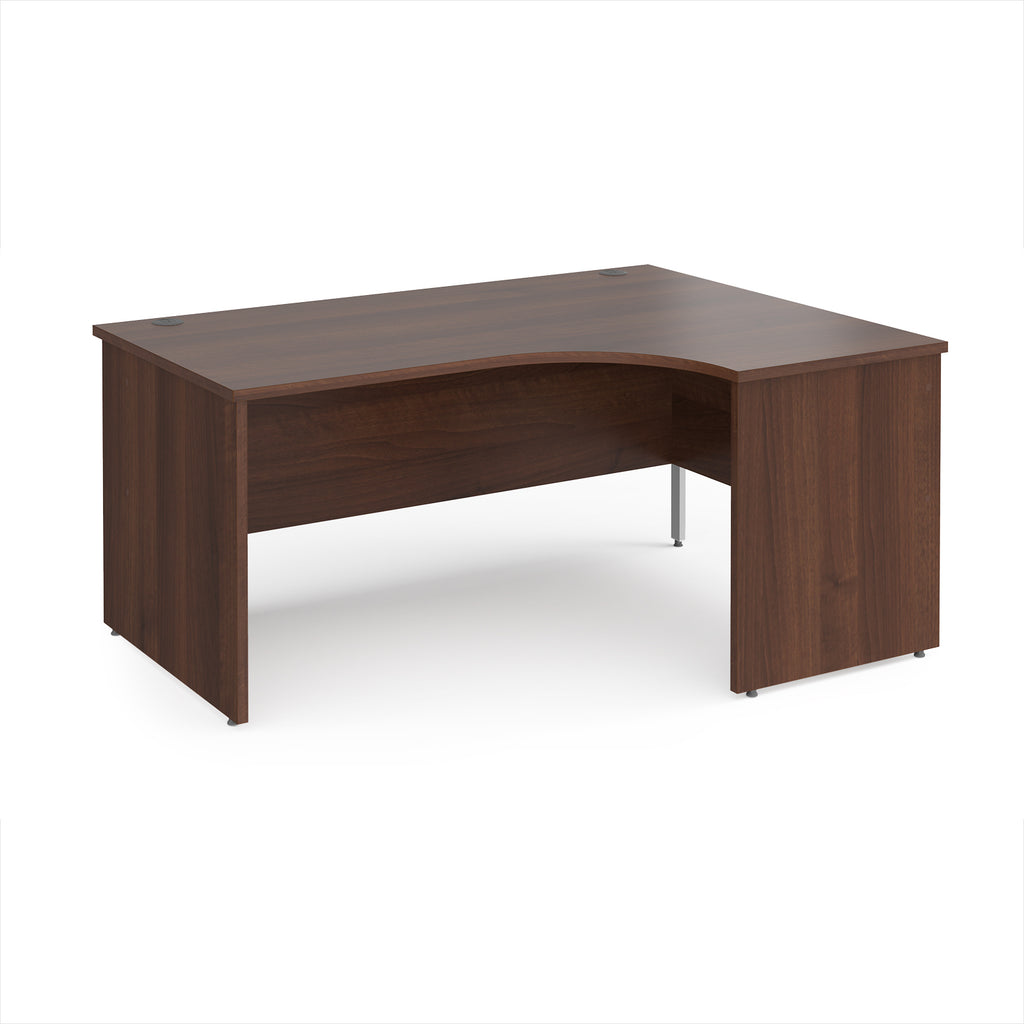 Wooden corner desk on a white background