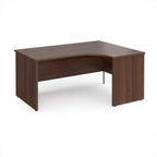 Wooden corner desk on a white background