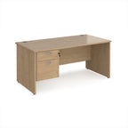 Wooden office desk with two drawers on a white background