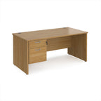 Wooden office desk with two drawers on a white background