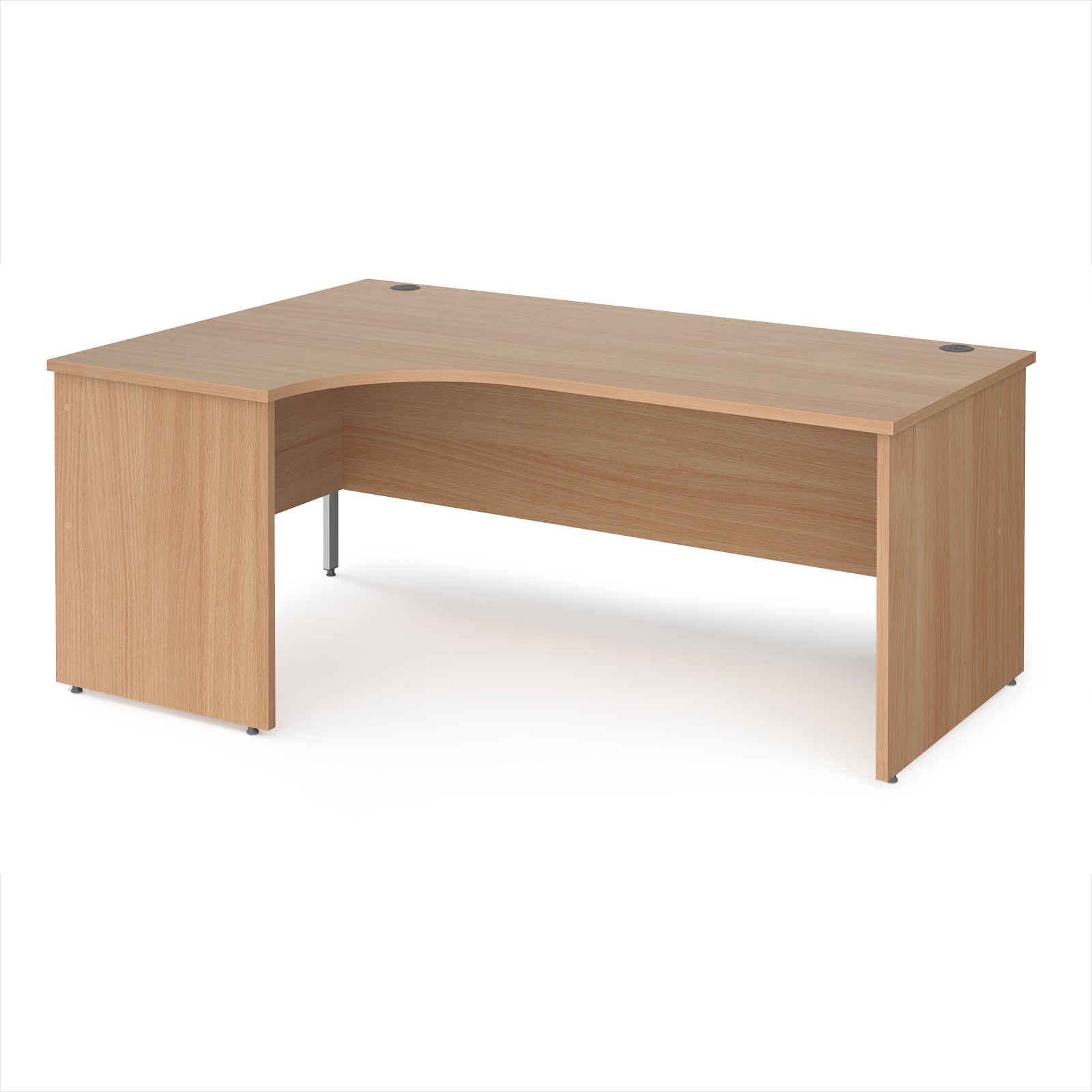Wooden corner desk on a white background
