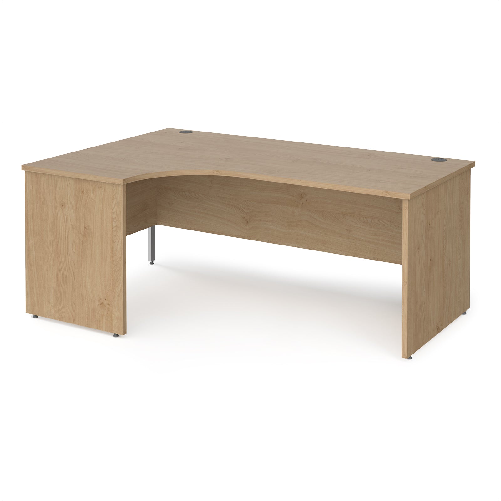 Wooden corner desk on a white background