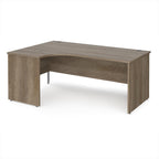 Wooden corner desk on a white background