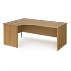 Wooden corner desk on a white background