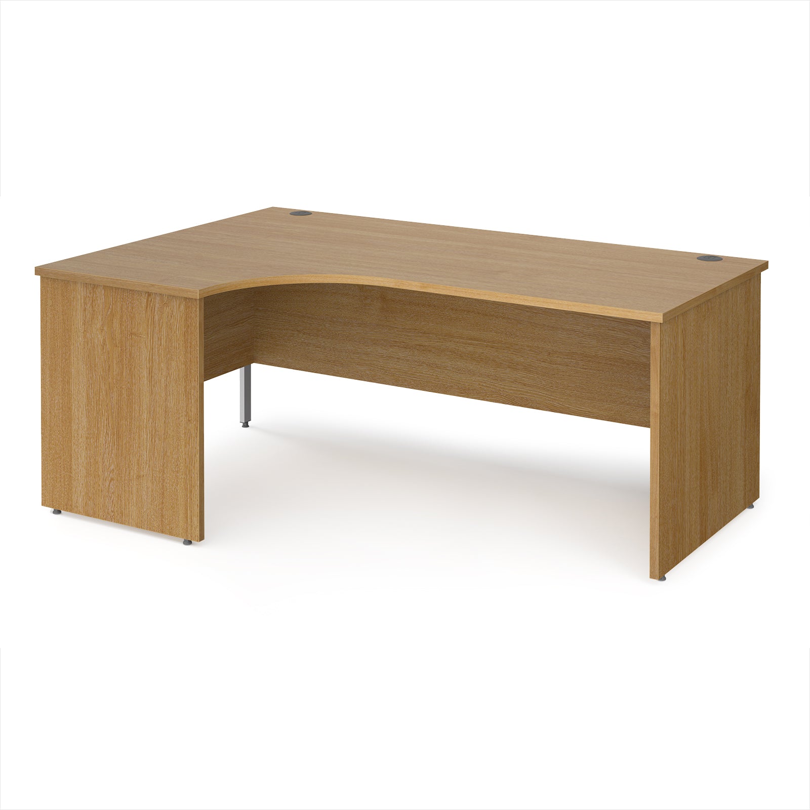 Wooden corner desk on a white background