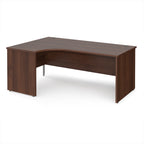 Wooden corner desk on a white background