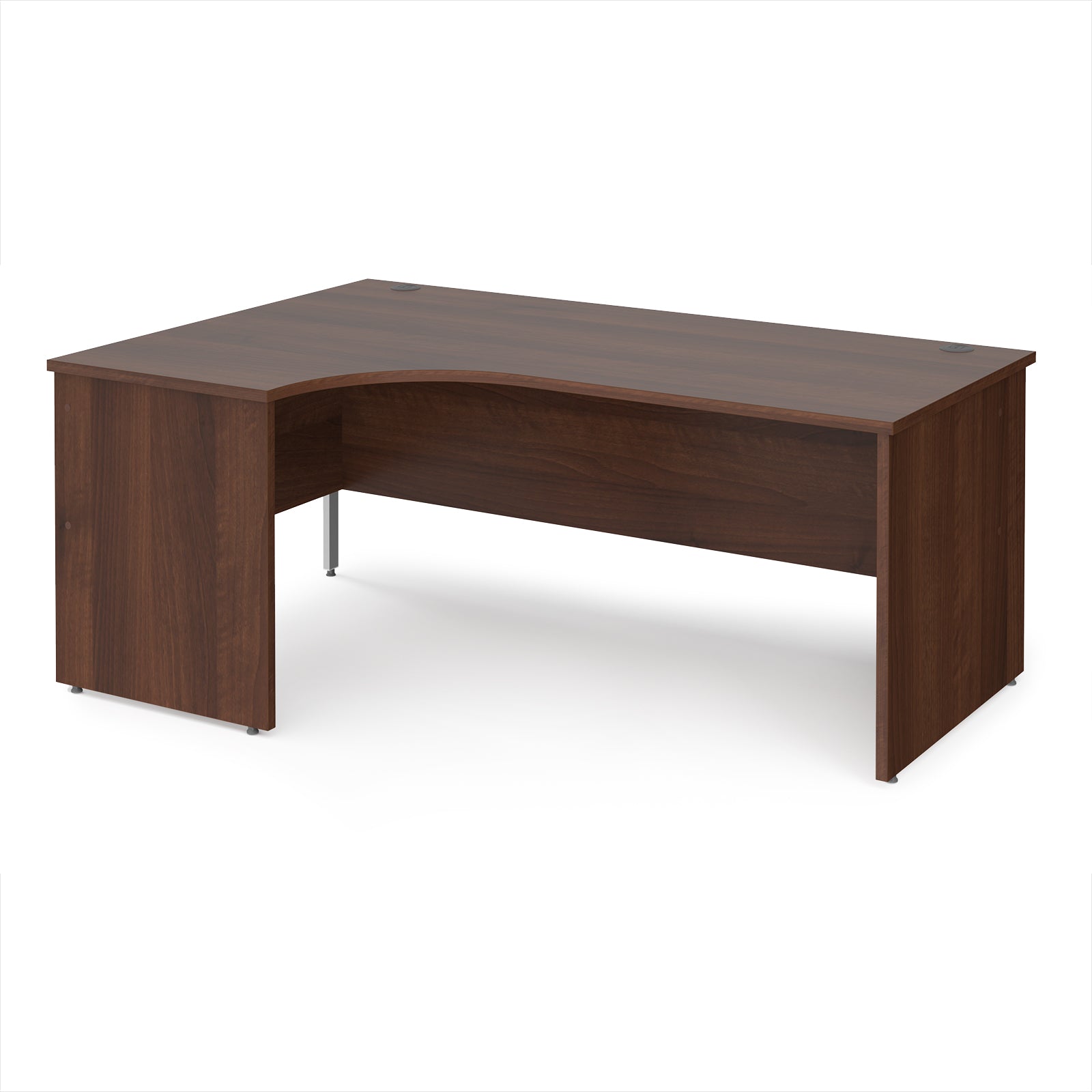 Wooden corner desk on a white background