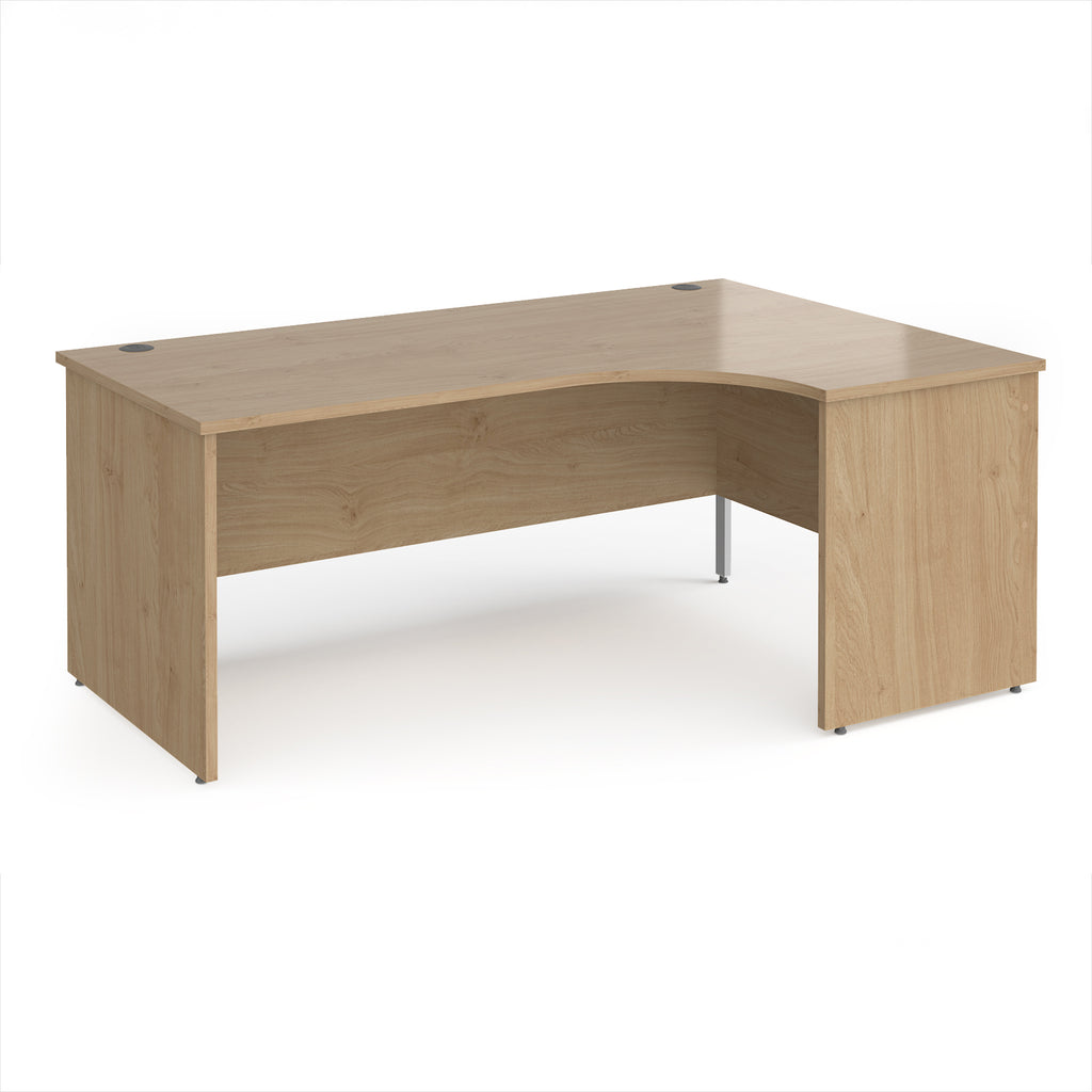 Wooden corner desk on a white background